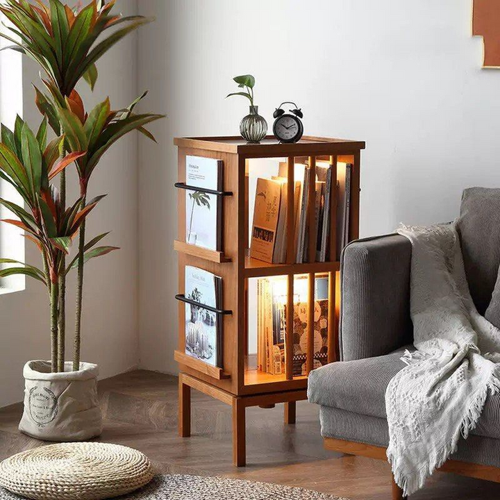 CORINN Japandi Solid Wood Rotatable Display Shelf