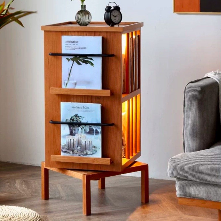 CORINN Japandi Solid Wood Rotatable Display Shelf