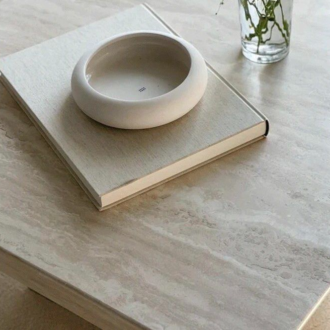 JUSTEN Modern Travertine Coffee Table