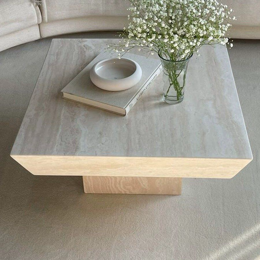JUSTEN Modern Travertine Coffee Table