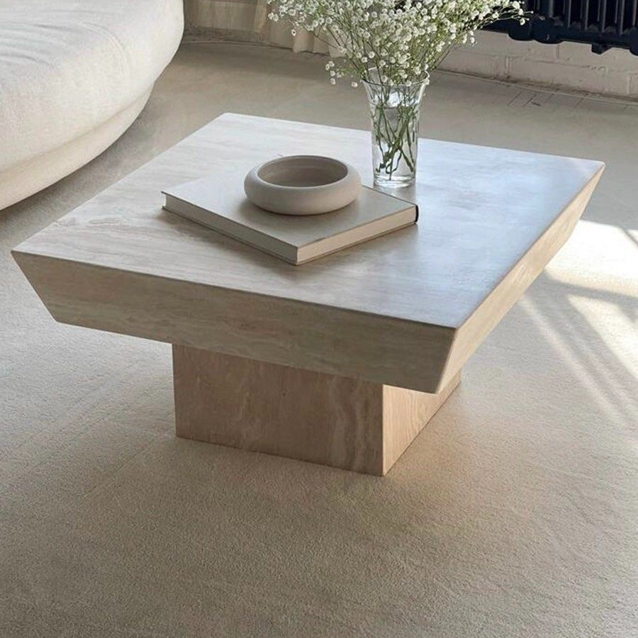 JUSTEN Modern Travertine Coffee Table