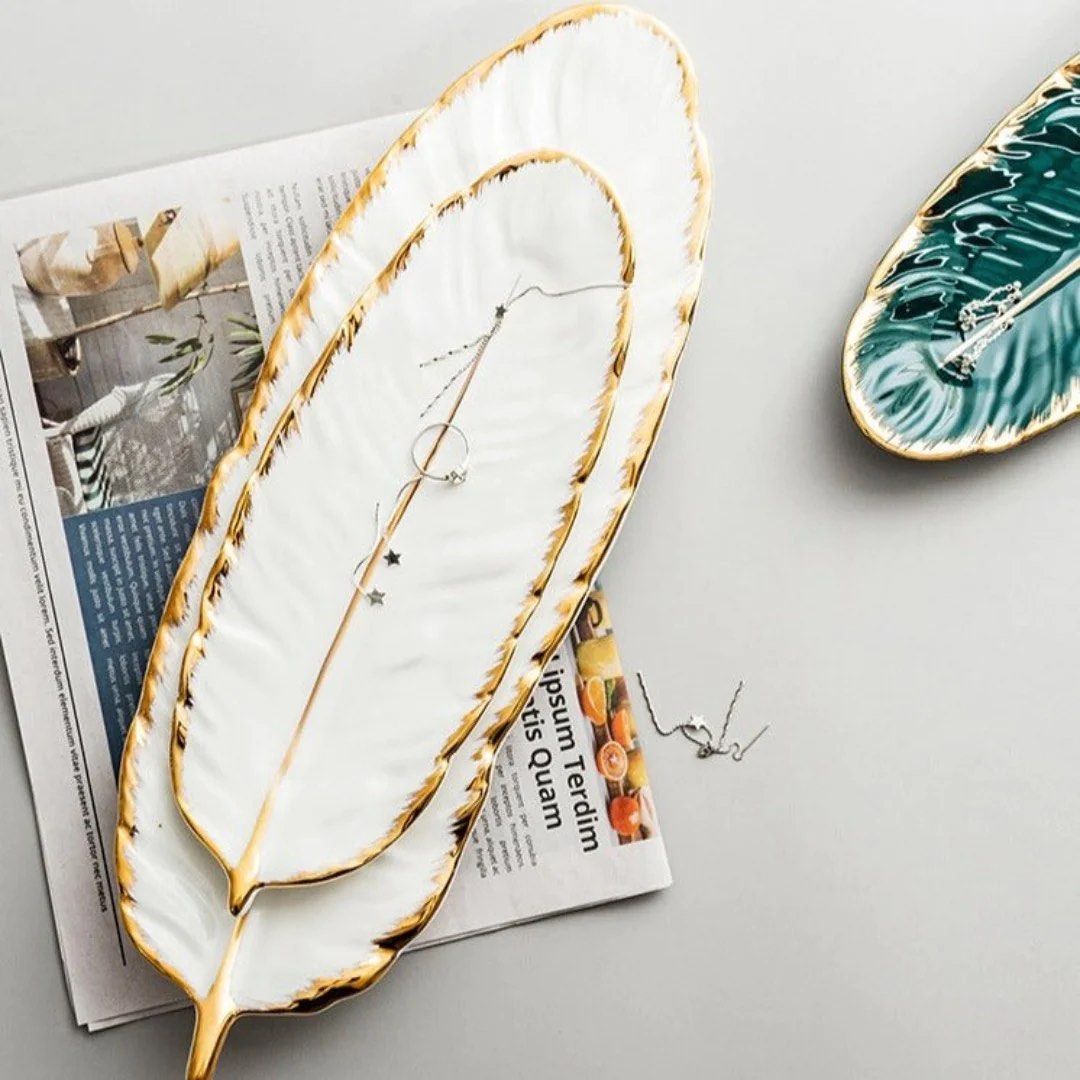 FEATHER Shape Ceramic Plate