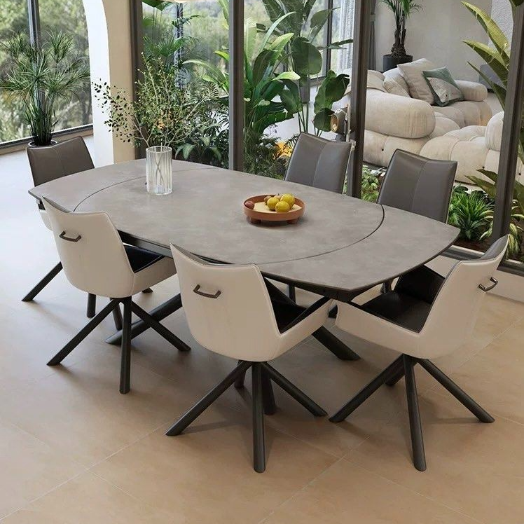 KIATO Modern Sintered Stone Extendable Dining Table