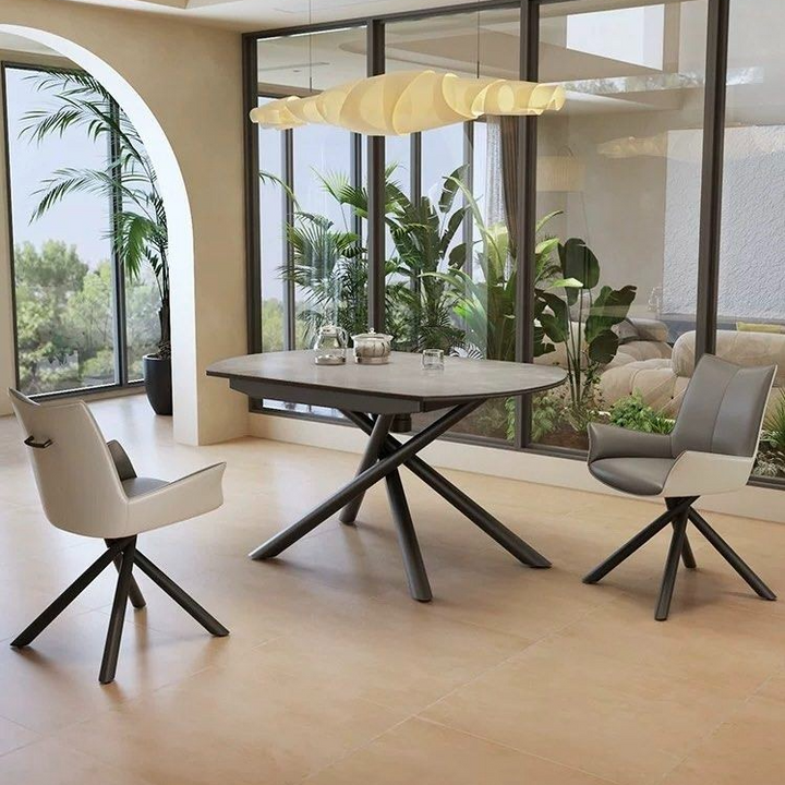 KIATO Modern Sintered Stone Extendable Dining Table