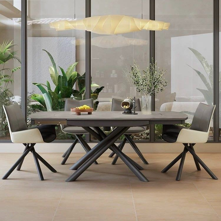 KIATO Modern Sintered Stone Extendable Dining Table