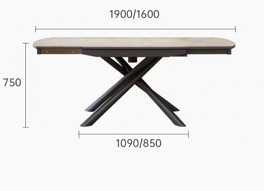 KIATO Modern Sintered Stone Extendable Dining Table