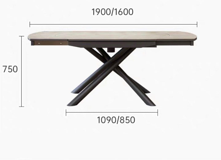 KIATO Modern Sintered Stone Extendable Dining Table