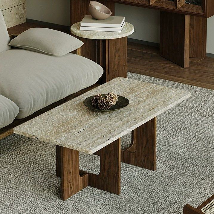 GERALD Modern Travertine Coffee Table