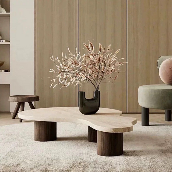 MOVERA Modern Travertine Coffee Table