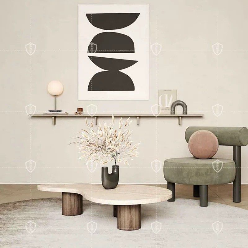 MOVERA Modern Travertine Coffee Table