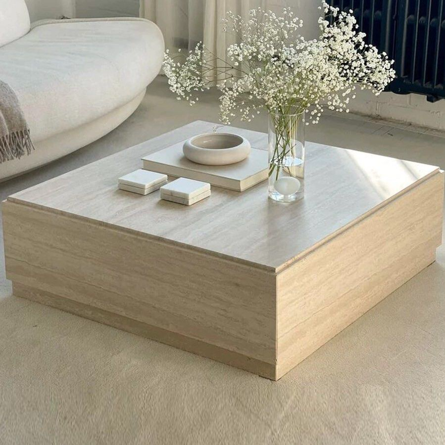 DUNHAM Modern Travertine Coffee Table