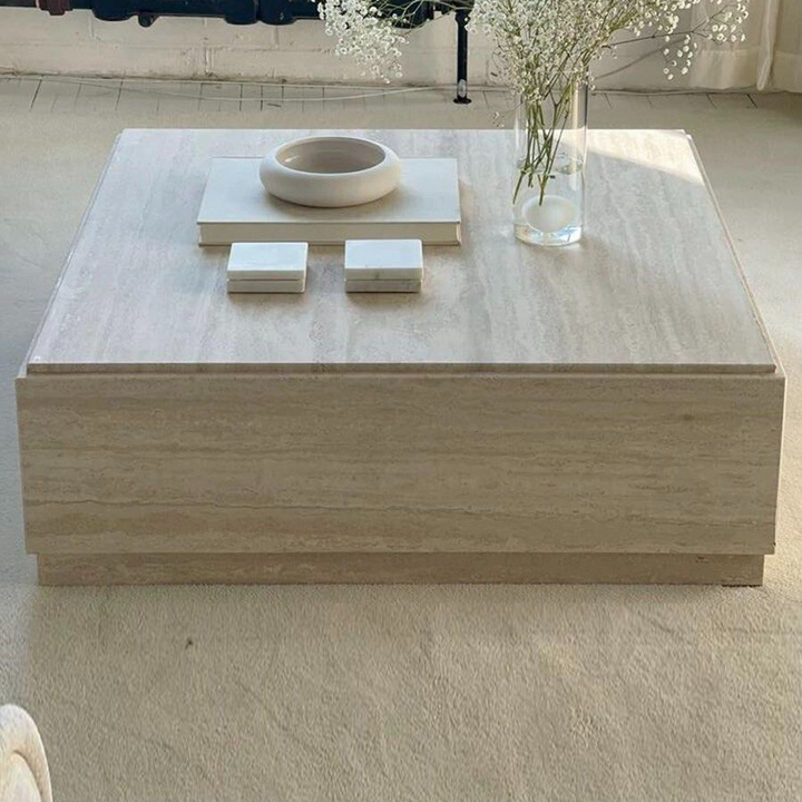 DUNHAM Modern Travertine Coffee Table
