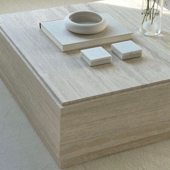 DUNHAM Modern Travertine Coffee Table