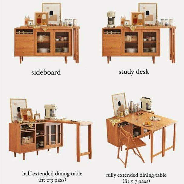 YAMAGUCHI Japandi Solid Wood Dining Table Cabinet