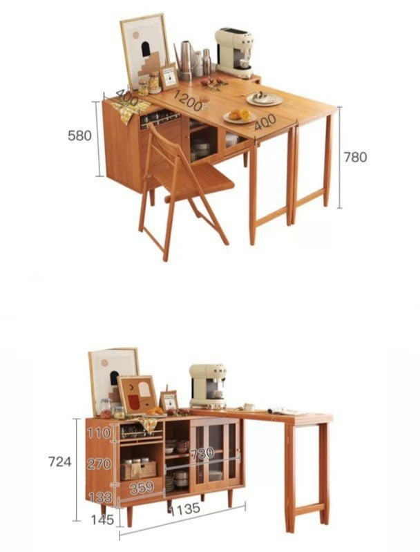 YAMAGUCHI Japandi Solid Wood Dining Table Cabinet