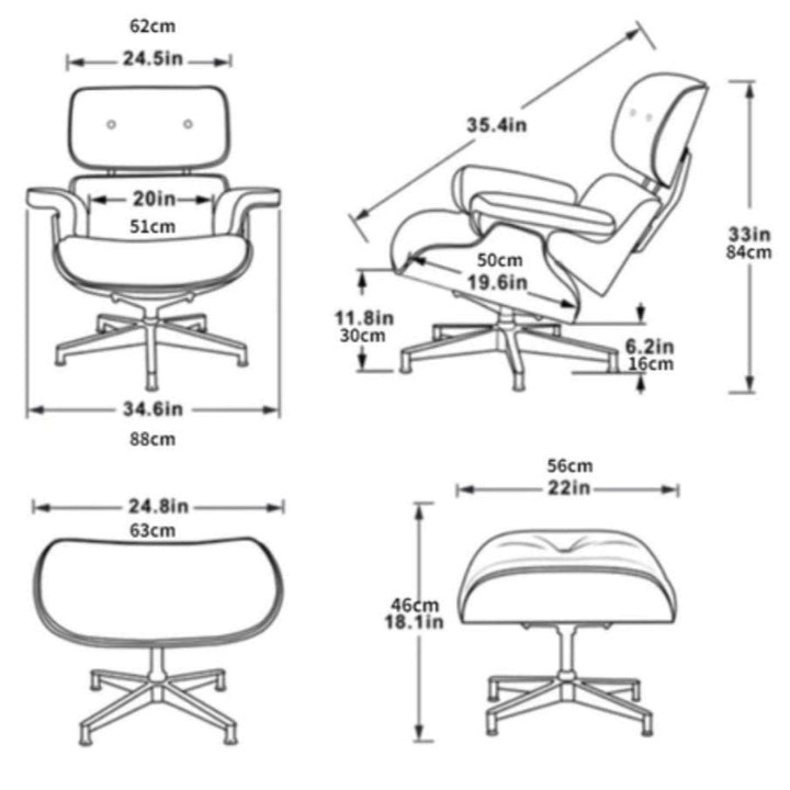 COLTON Leather Lounge Chair with Ottoman