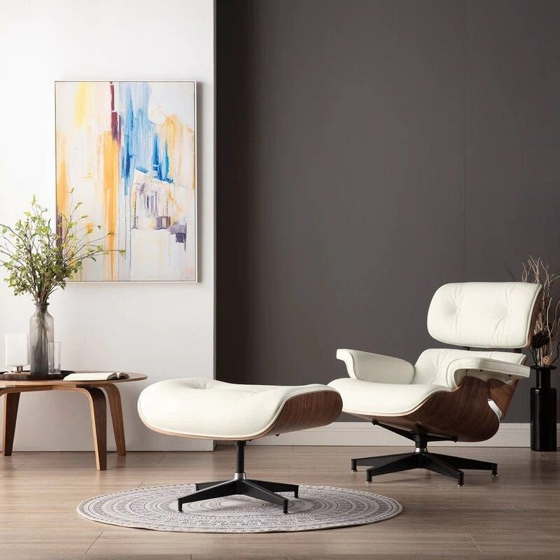 COLTON Leather Lounge Chair with Ottoman