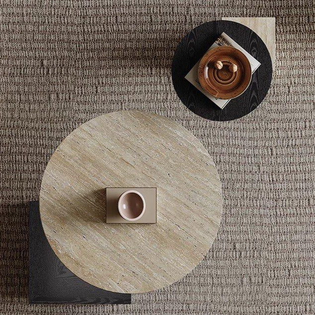 HUDURE Modern Travertine Coffee Tables