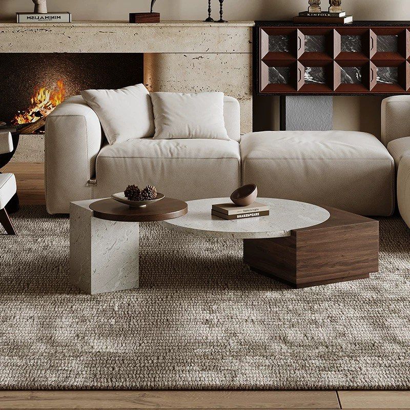 HUDURE Modern Travertine Coffee Tables