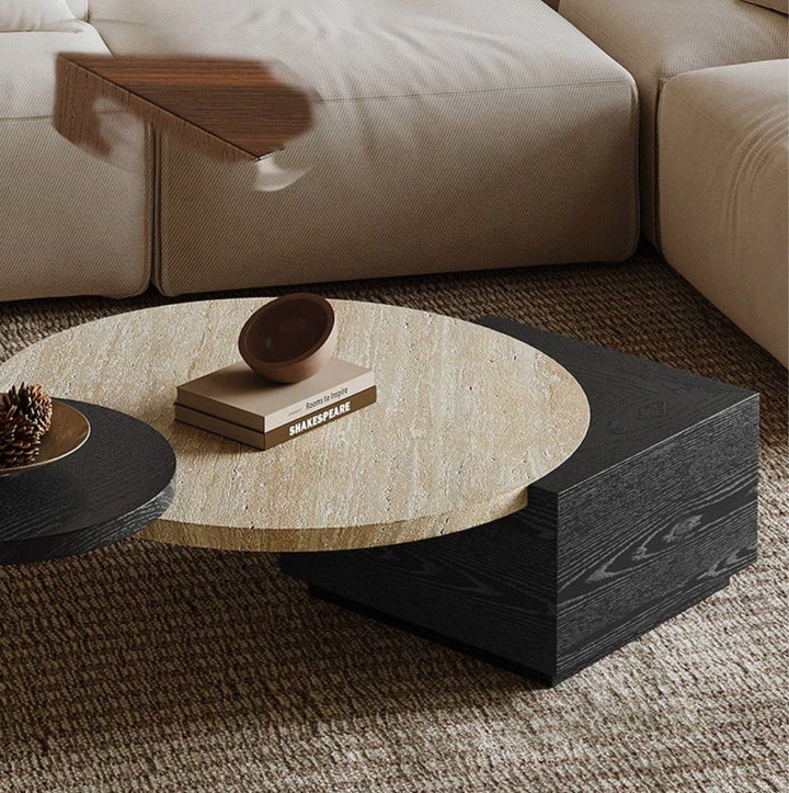 HUDURE Modern Travertine Coffee Tables