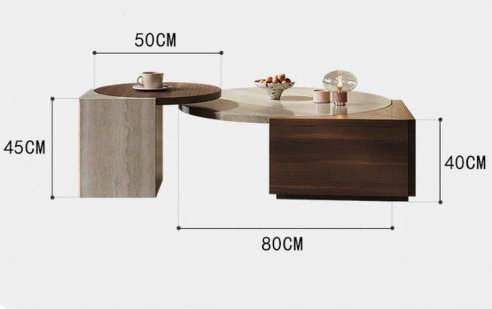 HUDURE Modern Travertine Coffee Tables