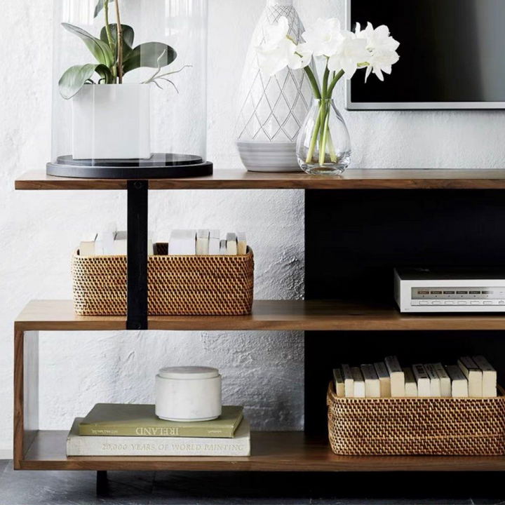 THARNIS Industrial Solid Wood TV Console
