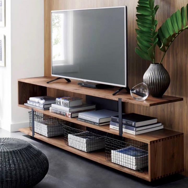 THARNIS Industrial Solid Wood TV Console