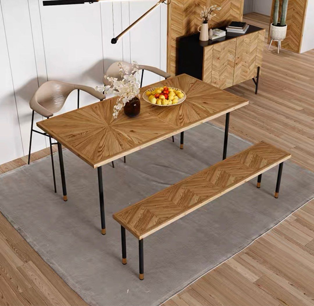 BOAZ Solid Pine Wood Dining Table / Bench