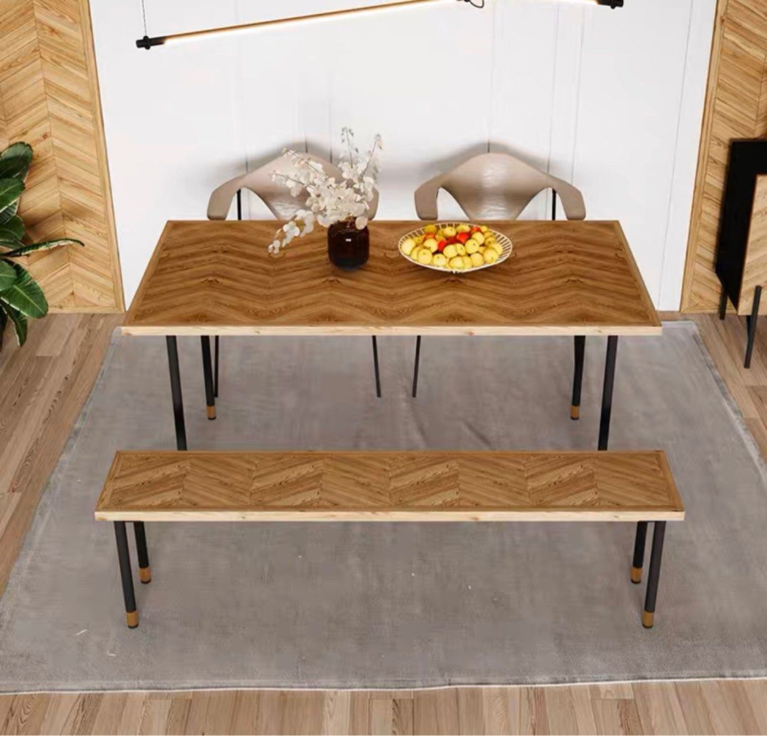 BOAZ Solid Pine Wood Dining Table / Bench