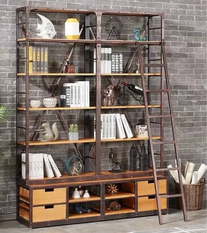 DARA Modern Industrial Solid Wood Library Shelf