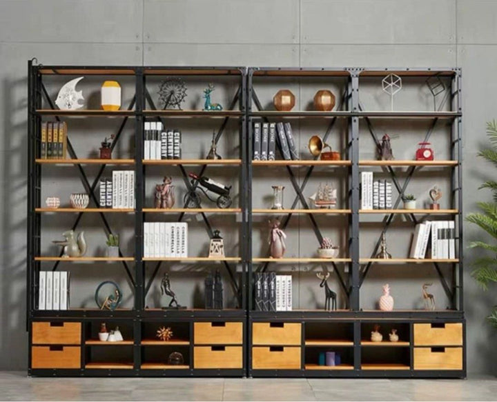 DARA Modern Industrial Solid Wood Library Shelf