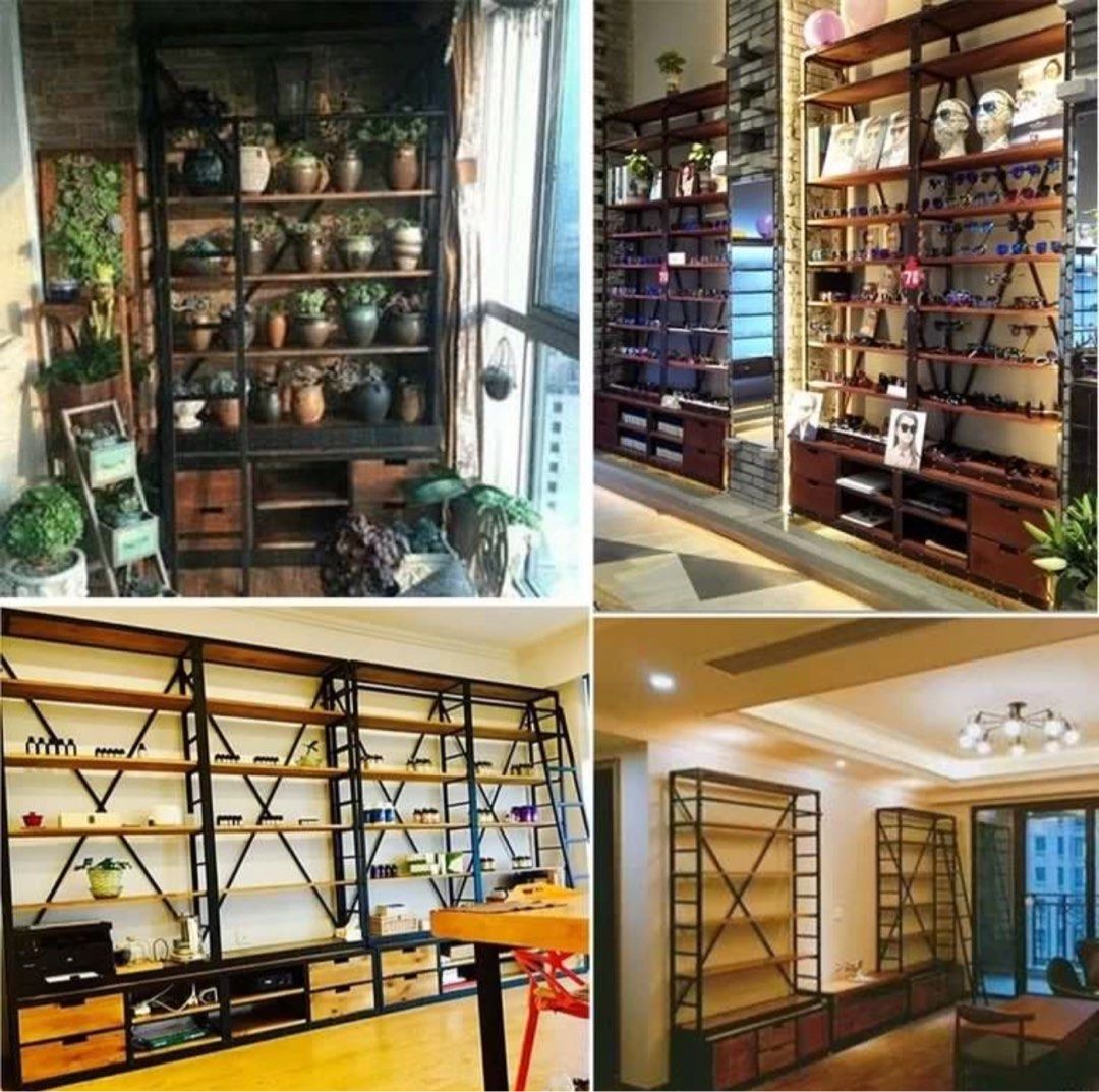 DARA Modern Industrial Solid Wood Library Shelf