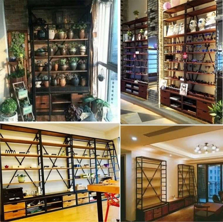 DARA Modern Industrial Solid Wood Library Shelf