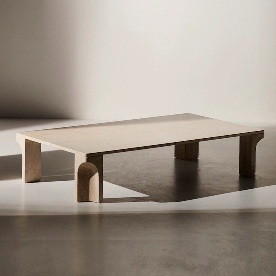 PRITCHARD Modern Travertine Coffee Table