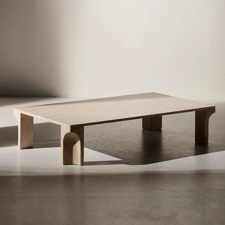 PRITCHARD Modern Travertine Coffee Table
