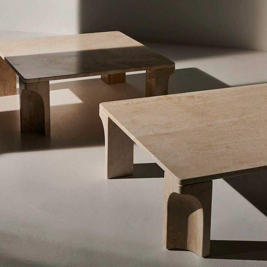 PRITCHARD Modern Travertine Coffee Table