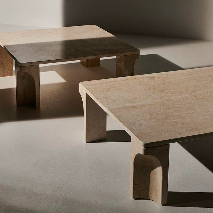 PRITCHARD Modern Travertine Coffee Table
