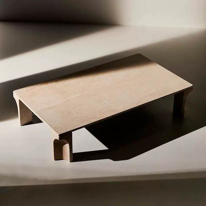 PRITCHARD Modern Travertine Coffee Table