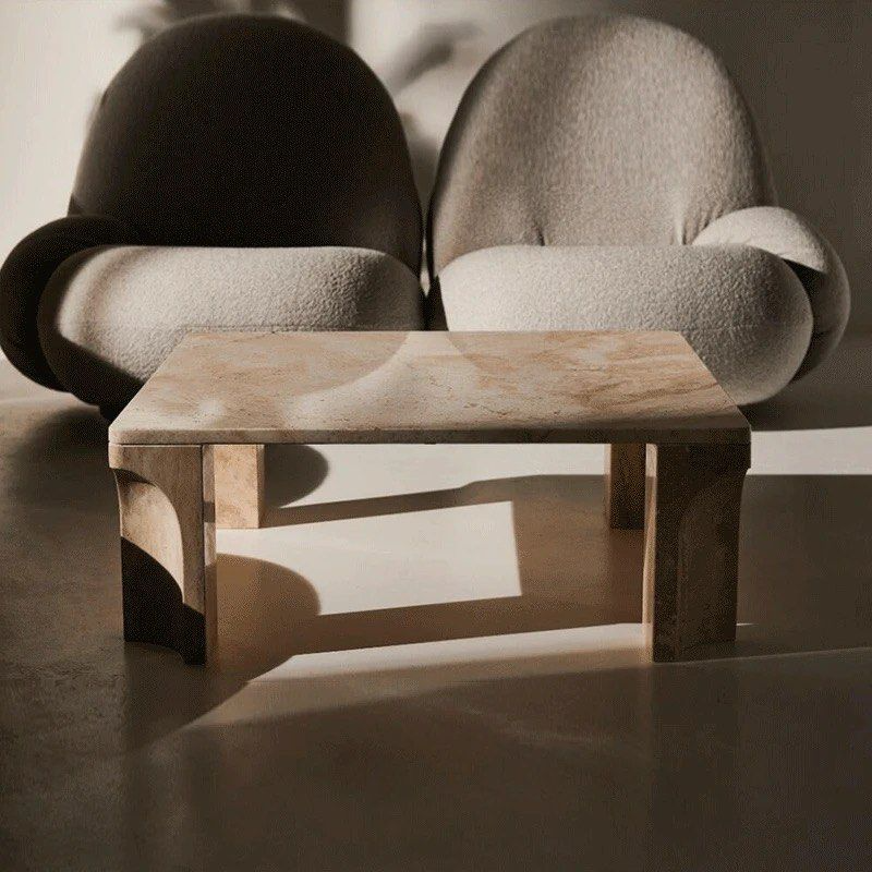 PRITCHARD Modern Travertine Coffee Table