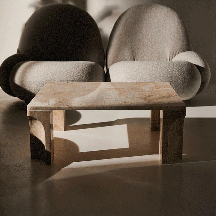 PRITCHARD Modern Travertine Coffee Table