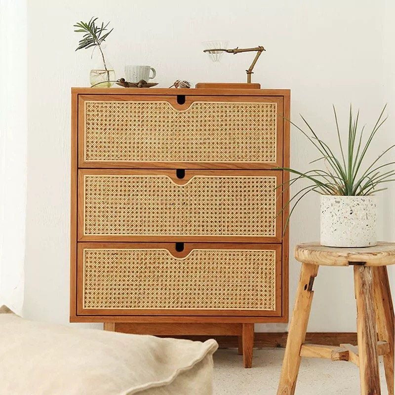 DECIMA Rustic Rattan Chest Of Drawers