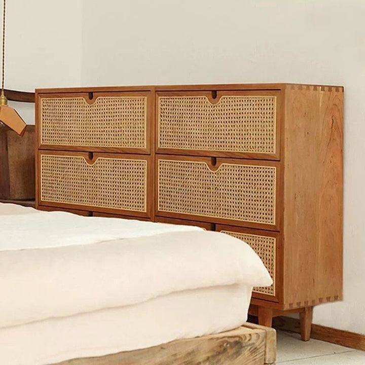 DECIMA Rustic Rattan Chest Of Drawers