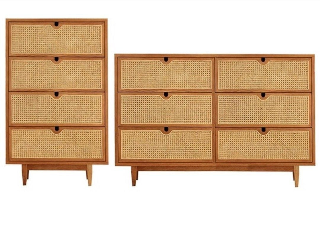 DECIMA Rustic Rattan Chest Of Drawers