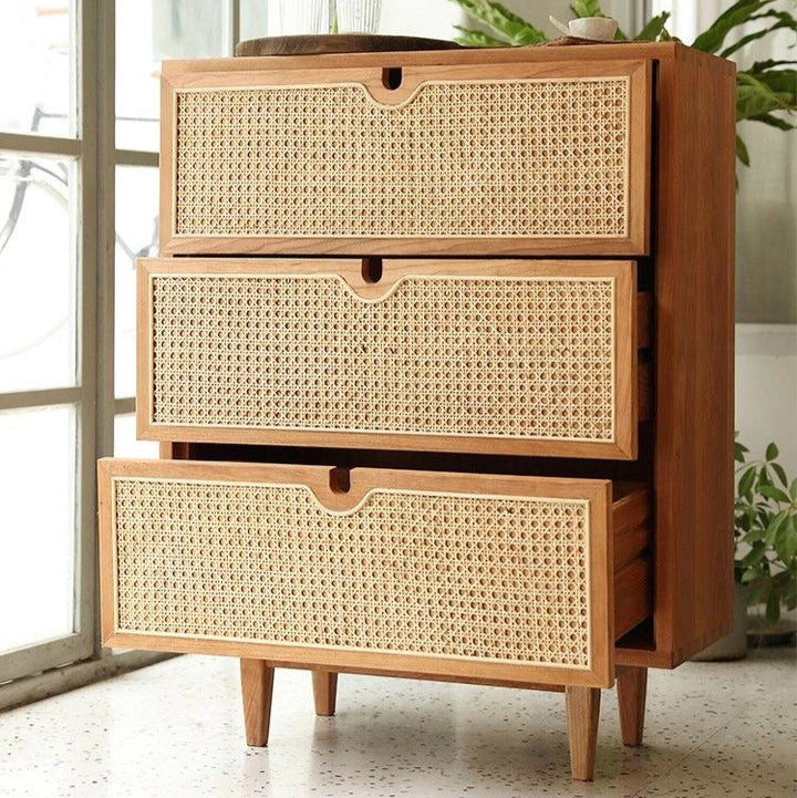 DECIMA Rustic Rattan Chest Of Drawers