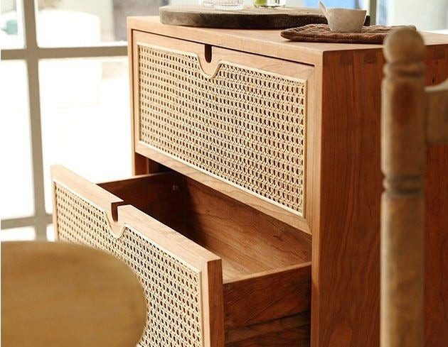 DECIMA Rustic Rattan Chest Of Drawers