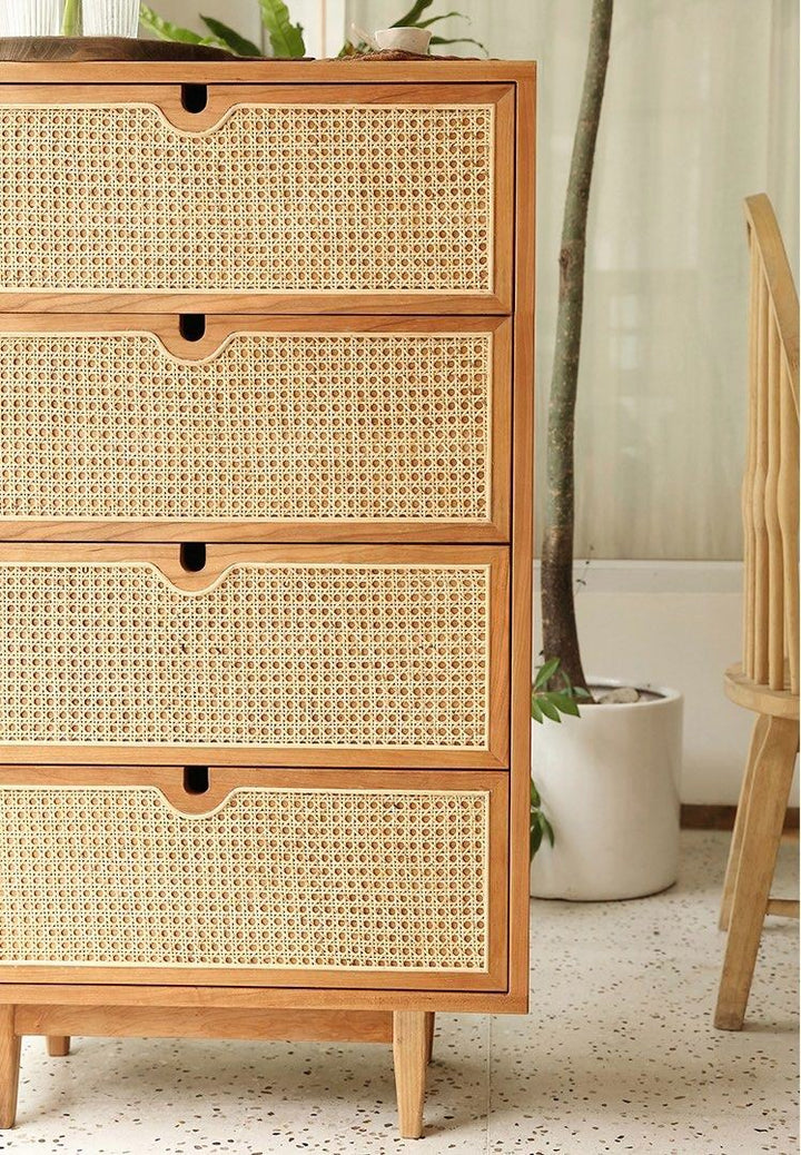 DECIMA Rustic Rattan Chest Of Drawers