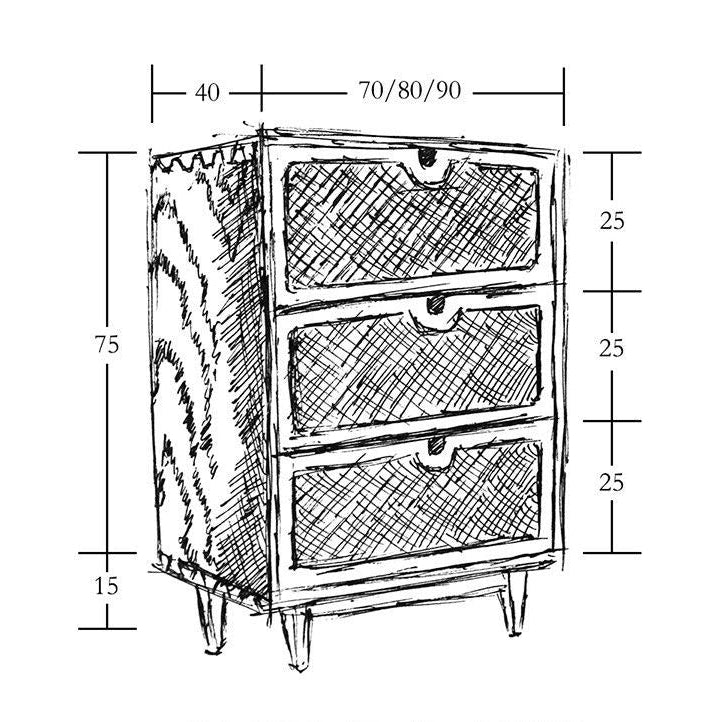 DECIMA Rustic Rattan Chest Of Drawers
