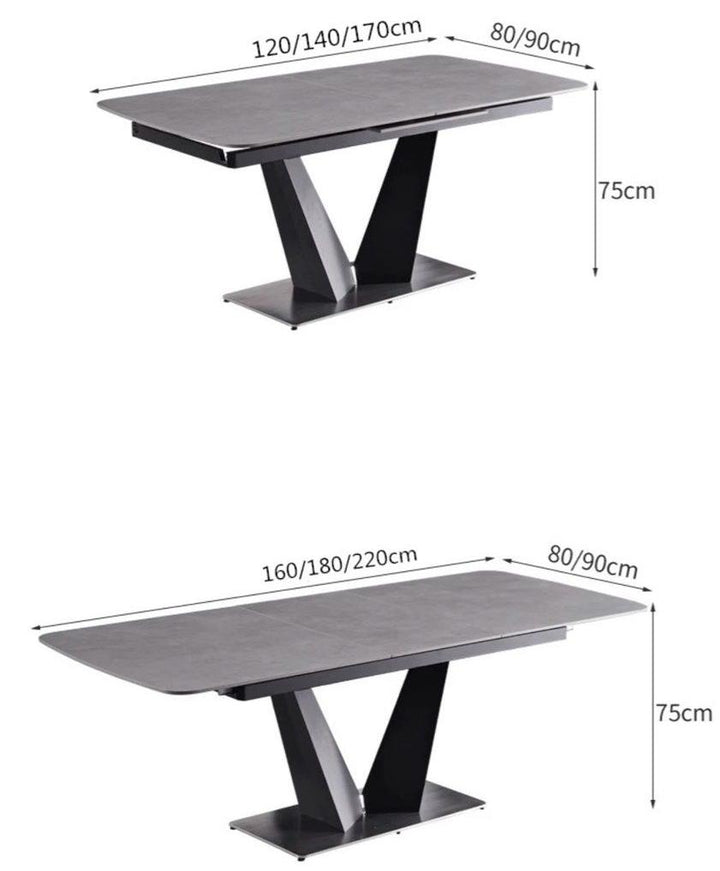 AIDEN Modern Sintered Stone Extendable Dining Table
