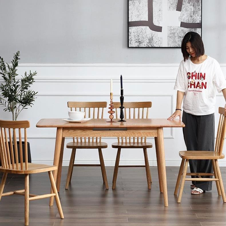 FINLEY Japandi Solid Wood Extendable Dining Table
