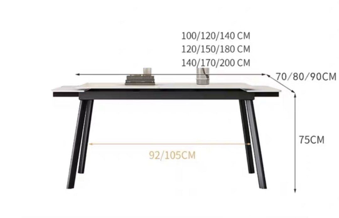 WALTE Modern Extendable Sintered Stone Dining Table